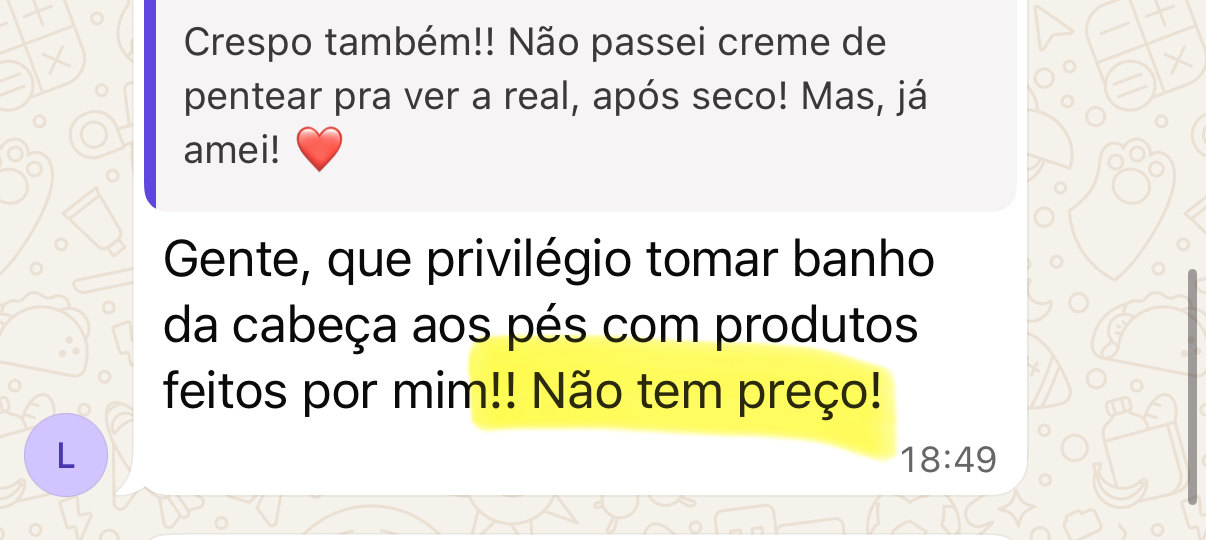 Produto natural feito por aluna